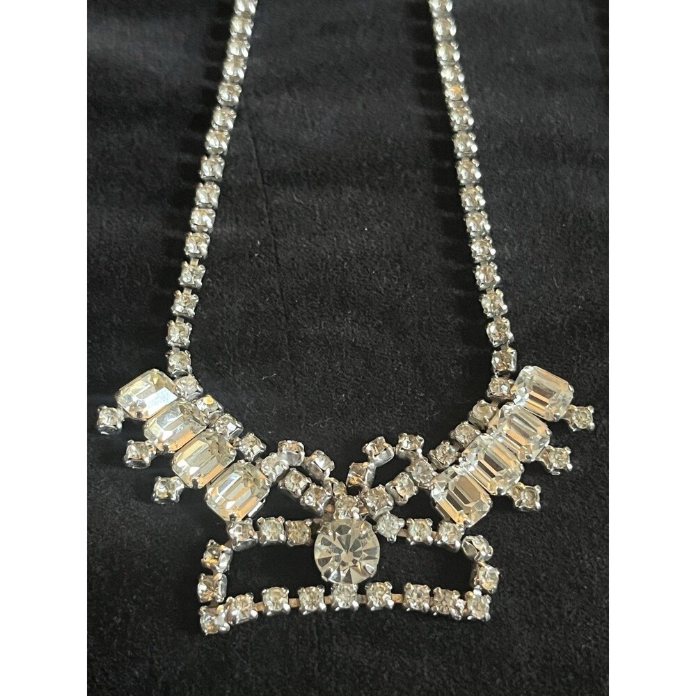 Vintage Rhinestone Necklace Lot Bridal Gatsby Prom Costume Jewelry Set Pear-drop - Picture 6 of 9